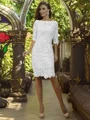Sheath/Column Off-the-Shoulder Knee-Length Lace Mother of the Bride Dresses With Appliques Lace