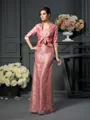 A-Line/Princess Straps Floor-Length Taffeta Mother of the Bride Dresses With Lace