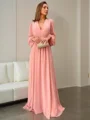 A-Line/Princess V-neck Sweep Train Chiffon Mother of the Bride Dresses With Ruffles