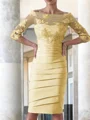Sheath/Column Scoop Knee-Length Satin Mother of the Bride Dresses With Appliques Lace
