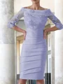 Sheath/Column Scoop Knee-Length Satin Mother of the Bride Dresses With Appliques Lace