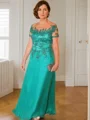 Sheath/Column Scoop Floor-Length 30D Chiffon Mother of the Bride Dresses With Appliques Lace