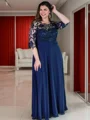 A-Line/Princess Scoop Floor-Length Chiffon Mother of the Bride Dresses With Lace