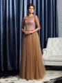 A-Line/Princess Scoop Floor-Length Silk Like Satin Mother of the Bride Dresses