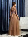 A-Line/Princess Scoop Floor-Length Silk Like Satin Mother of the Bride Dresses