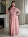 A-Line/Princess Scoop Floor-Length Chiffon Mother of the Bride Dresses With Appliques Lace