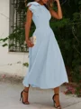 A-Line/Princess Jewel Sleeveless Stretch Crepe Mother of the Bride Dresses With Ruffles