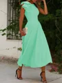A-Line/Princess Jewel Sleeveless Stretch Crepe Mother of the Bride Dresses With Ruffles