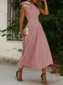 A-Line/Princess Jewel Sleeveless Stretch Crepe Mother of the Bride Dresses With Ruffles
