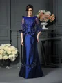 A-Line/Princess Scoop Floor-Length Taffeta Mother of the Bride Dresses With Beading