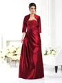 A-Line/Princess Strapless Floor-Length Taffeta Mother of the Bride Dresses With Appliques Lace