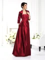 A-Line/Princess Strapless Floor-Length Taffeta Mother of the Bride Dresses With Appliques Lace