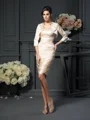 Sheath/Column Strapless Knee-Length Satin Mother of the Bride Dresses With Pleats