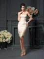 Sheath/Column Strapless Knee-Length Satin Mother of the Bride Dresses With Pleats