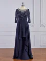 A-Line/Princess Bateau Floor-Length Chiffon Mother of the Bride Dresses With Appliques Lace