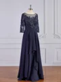 A-Line/Princess Bateau Floor-Length Chiffon Mother of the Bride Dresses With Appliques Lace
