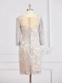 Sheath/Column Bateau Short/Mini Chiffon Mother of the Bride Dresses With Appliques Lace