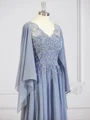A-Line/Princess V-neck Floor-Length Chiffon Mother of the Bride Dresses With Appliques Lace