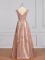 A-Line/Princess V-neck Floor-Length Tulle Mother of the Bride Dresses With Appliques Lace