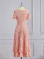 A-Line/Princess V-neck Tea-Length Chiffon Mother of the Bride Dresses With Appliques Lace