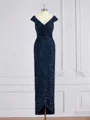 Sheath/Column V-neck Floor-Length Mother of the Bride Dresses With Ruffles