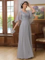 A-Line/Princess V-neck Floor-Length Chiffon Mother of the Bride Dresses With Applique