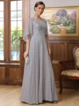 A-Line/Princess V-neck Floor-Length Chiffon Mother of the Bride Dresses With Applique