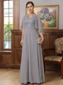 A-Line/Princess V-neck Floor-Length Chiffon Mother of the Bride Dresses With Applique