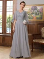 A-Line/Princess V-neck Floor-Length Chiffon Mother of the Bride Dresses With Applique
