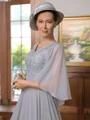 A-Line/Princess V-neck Floor-Length Chiffon Mother of the Bride Dresses With Applique