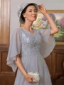 A-Line/Princess V-neck Floor-Length Chiffon Mother of the Bride Dresses With Applique