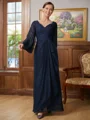 A-Line/Princess V-neck Floor-Length Chiffon Mother of the Bride Dresses With Applique