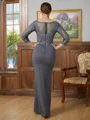 Sheath/Column V-neck Floor-Length Jersey Mother of the Bride Dresses With Lace Applique