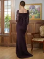 Sheath/Column Square Sweep Train Stretch Crepe Mother of the Bride Dresses With Lace