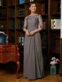 A-Line/Princess Scoop Floor-Length Chiffon Mother of the Bride Dresses With Applique