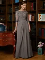 A-Line/Princess Scoop Floor-Length Chiffon Mother of the Bride Dresses With Applique