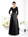 A-Line/Princess V-neck Floor-Length Satin Mother of the Bride Dresses With Beading