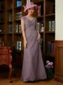 Sheath/Column V-neck Floor-Length Chiffon Mother of the Bride Dresses With Lace