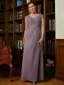Sheath/Column V-neck Floor-Length Chiffon Mother of the Bride Dresses With Lace