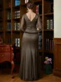Sheath/Column Scoop Floor-Length 30D Chiffon Mother of the Bride Dresses With Ruffles