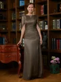 Sheath/Column Scoop Floor-Length 30D Chiffon Mother of the Bride Dresses With Ruffles