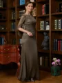 Sheath/Column Scoop Floor-Length 30D Chiffon Mother of the Bride Dresses With Ruffles