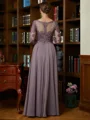 A-Line/Princess Scoop Chiffon Floor-Length Mother of the Bride Dresses With Lace