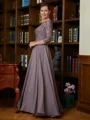 A-Line/Princess Scoop Chiffon Floor-Length Mother of the Bride Dresses With Lace