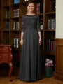 A-Line/Princess Scoop Chiffon Floor-Length Mother of the Bride Dresses With Lace