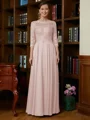 A-Line/Princess Scoop Chiffon Floor-Length Mother of the Bride Dresses With Lace