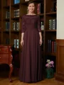 A-Line/Princess Scoop Chiffon Floor-Length Mother of the Bride Dresses With Lace