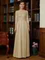 A-Line/Princess Scoop Chiffon Floor-Length Mother of the Bride Dresses With Lace