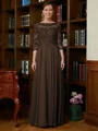 A-Line/Princess Scoop Chiffon Floor-Length Mother of the Bride Dresses With Lace