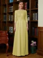 A-Line/Princess Scoop Chiffon Floor-Length Mother of the Bride Dresses With Lace